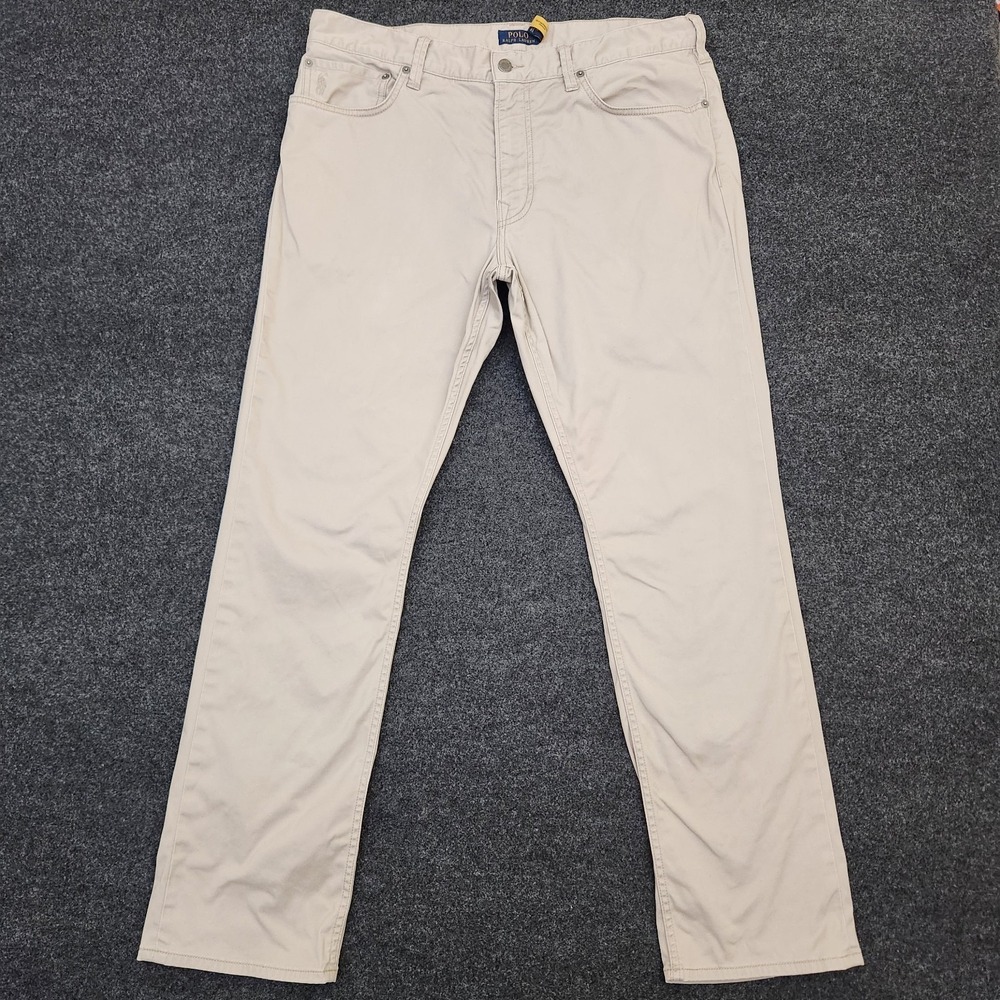 Polo Ralph Lauren Mens 36×32 Beige Tan Straight Leg Pants Preppy Ivy League